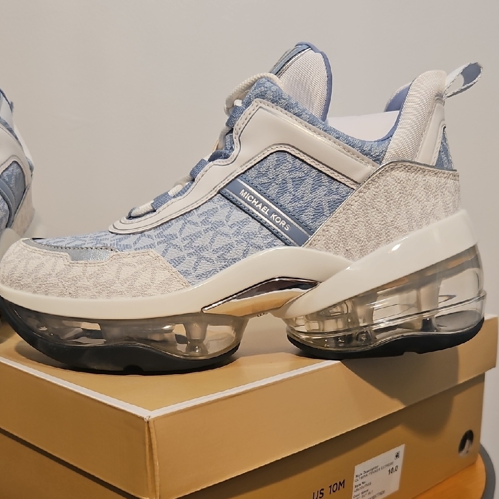 Michael Kors Denim and White High-Top Sneakers - Picture 9 of 10
